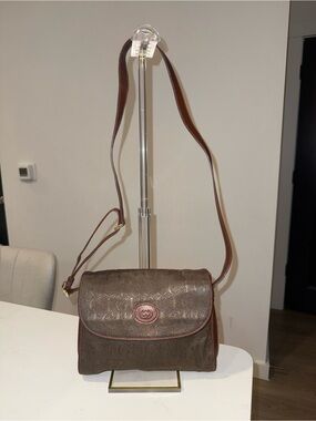 Brown/green Gucci Shoulder Crossbody Bag with Turnlock Detail